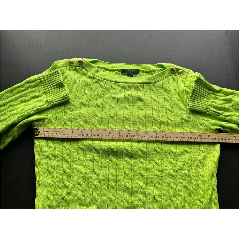 Lauren Ralph Lauren Lime Cable Knit Sweater - Picture 6 of 12